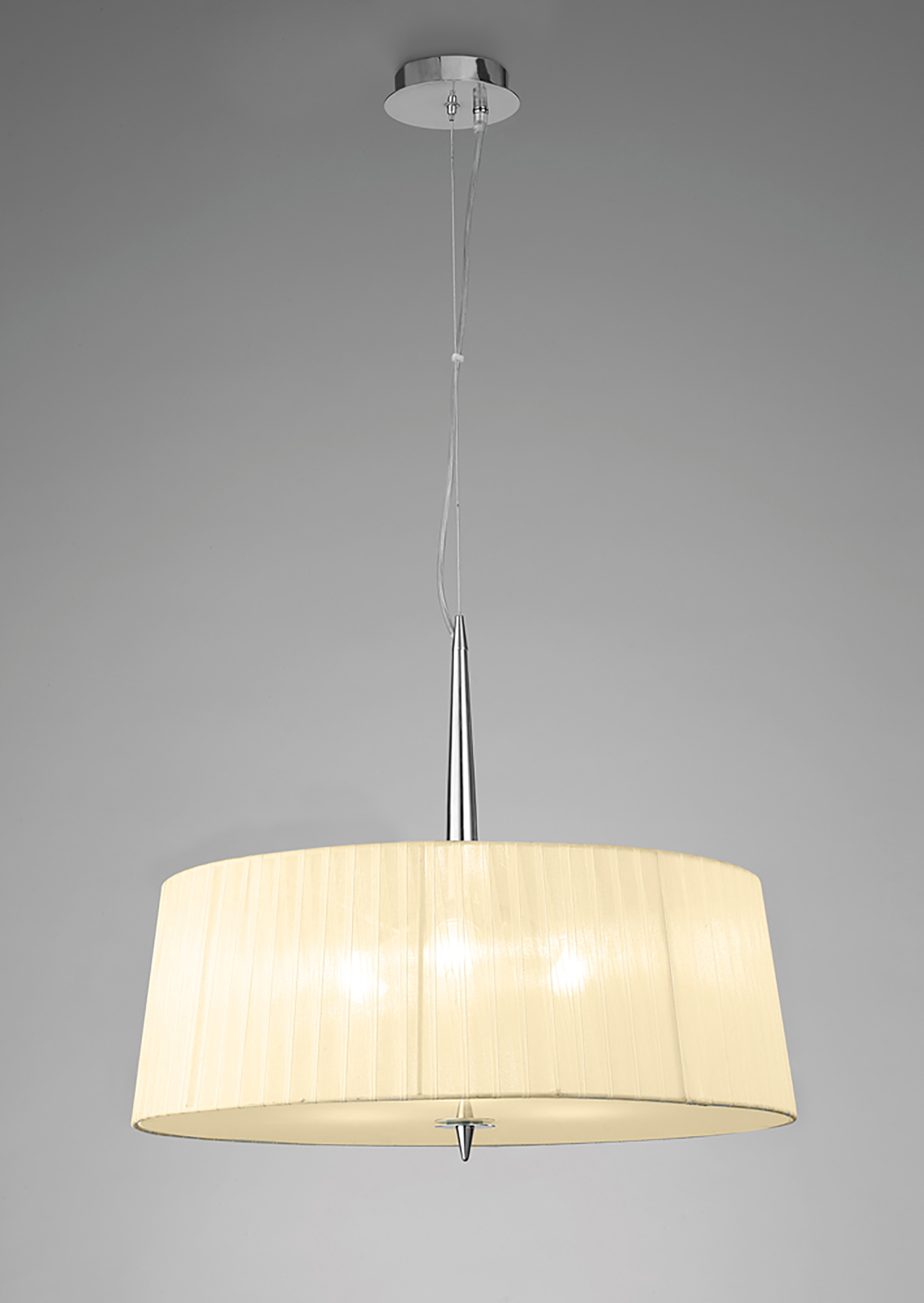 Loewe Polished Chrome-Cream Ceiling Lights Mantra Single Pendant Loewe Polished Chrome-Cream Ceiling Lights Mantra Single Pendant